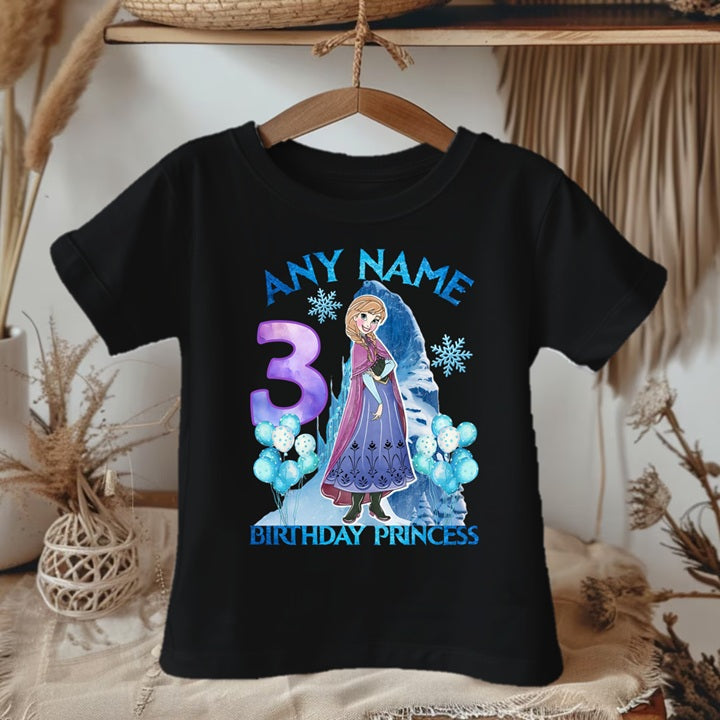 Frozen Princess Anna Personalized Custom Black T-Shirt or Onesie Theme Cake Smash Birthday Party