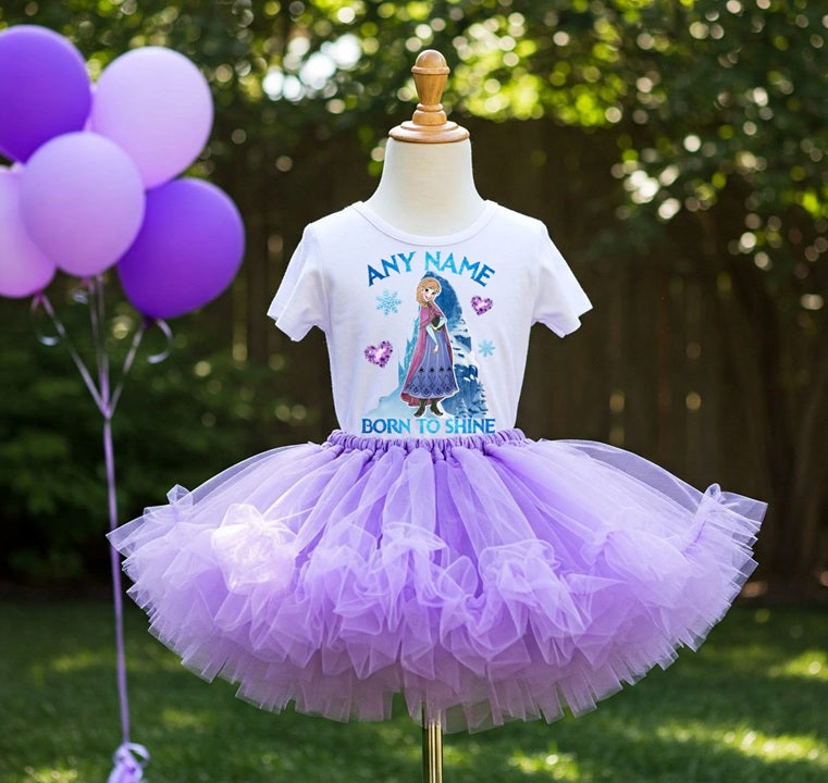 Frozen Princess Anna Tutu Set Girls Personalized Custom Light Purple Tutu Outfit Dress Theme Cake Smash Party