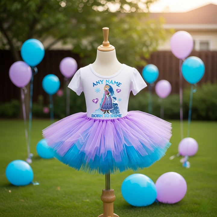 Frozen Princess Anna Tutu Set Girls Personalized Custom Light Purple Blue Tutu Outfit Dress Theme Cake Smash Party
