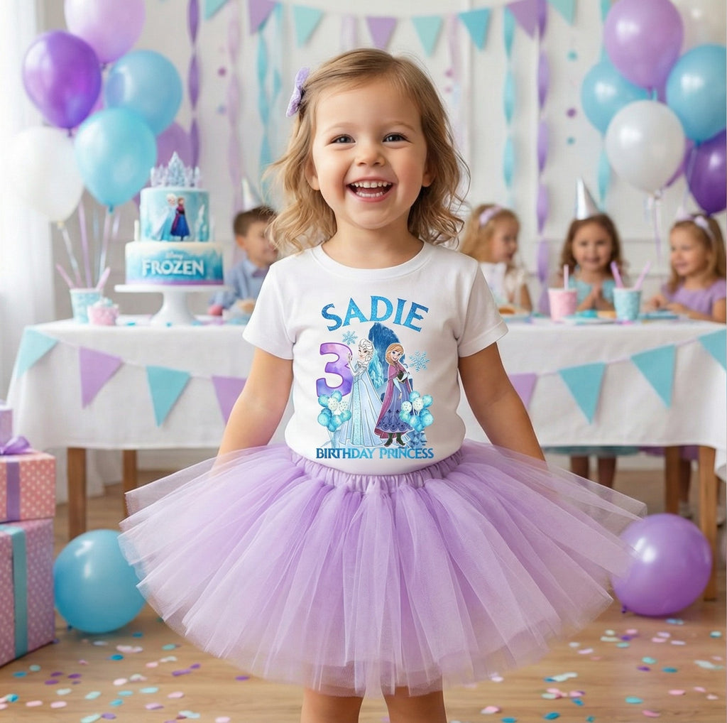 Frozen Princess Anna Elsa Tutu Set Girls Personalized Custom Light Purple Tutu Outfit Dress Theme Cake Smash Birthday Party