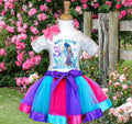Frozen Princess Anna Elsa Tutu Set Girls Personalized Custom Hot Pink Blue Purple Ribbon Tutu Outfit Dress Theme Cake Smash Birthday Party