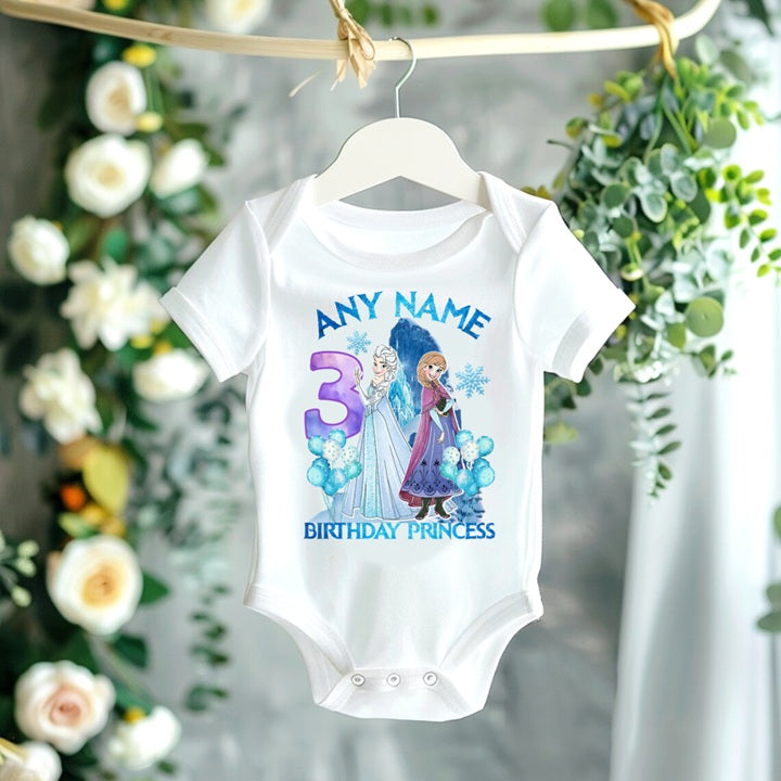 Frozen Princess Anna Elsa Tutu Set Girls Personalized Custom Blue White Polka Dots Tutu Outfit Dress Theme Cake Smash Birthday Party