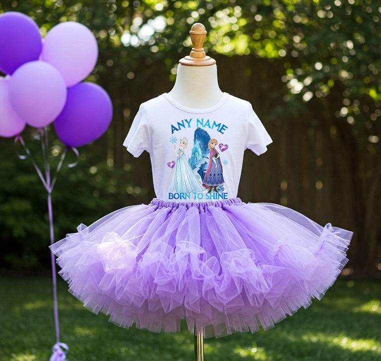Frozen Princess Anna Elsa Tutu Set Girls Personalized Custom Light Purple Tutu Outfit Dress Theme Cake Smash Party