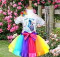 Frozen Princess Anna Elsa Tutu Set Girls Personalized Custom Rainbow Ribbon Tutu Outfit Dress Theme Cake Smash Party