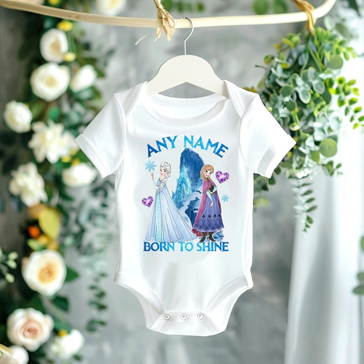 Frozen Princess Anna Elsa Personalized Custom White T-Shirt or Onesie Theme Cake Smash Party