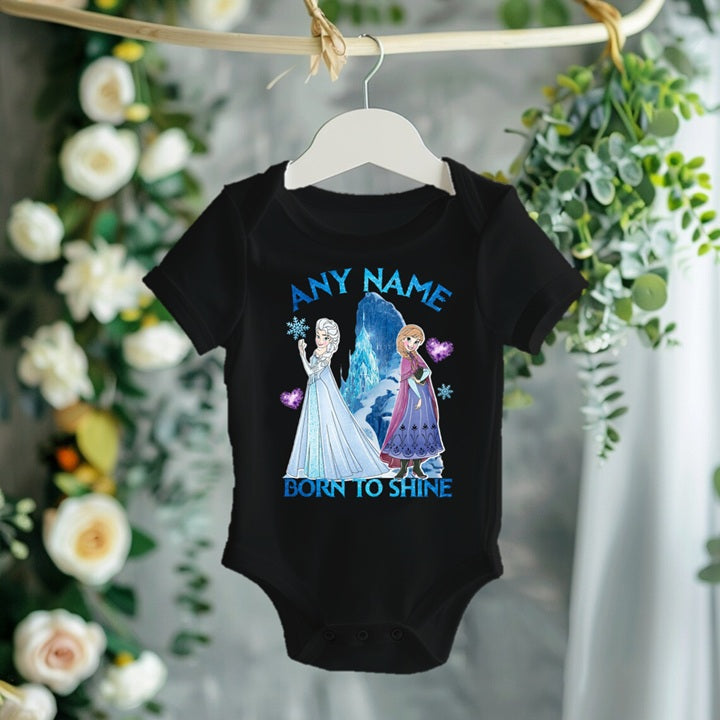 Frozen Princess Anna Elsa Personalized Custom Black T-Shirt or Onesie Theme Cake Smash Party
