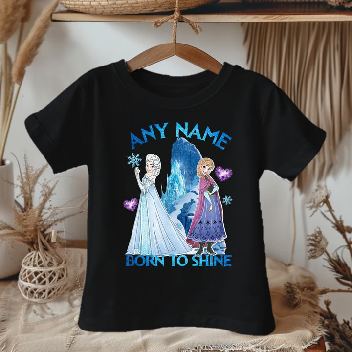 Frozen Princess Anna Elsa Personalized Custom Black T-Shirt or Onesie Theme Cake Smash Party