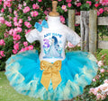 Frozen Princess Elsa Tutu Set Girls Personalized Custom Blue Gold Knots Tutu Outfit Dress Theme Cake Smash Birthday Party
