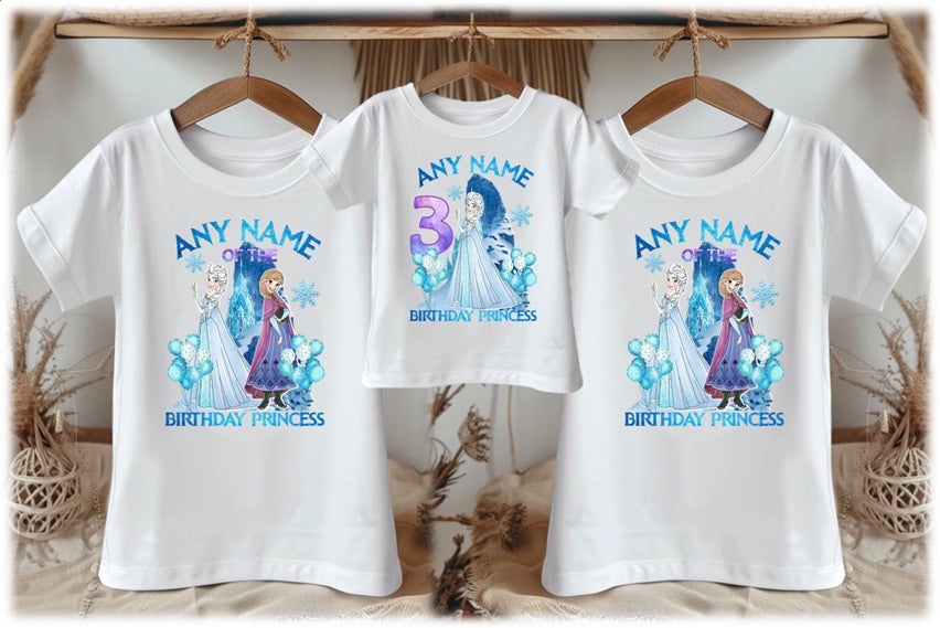 Frozen Princess Elsa Personalized Custom White Family T-Shirt or Onesie Pack Theme Cake Smash Birthday Party