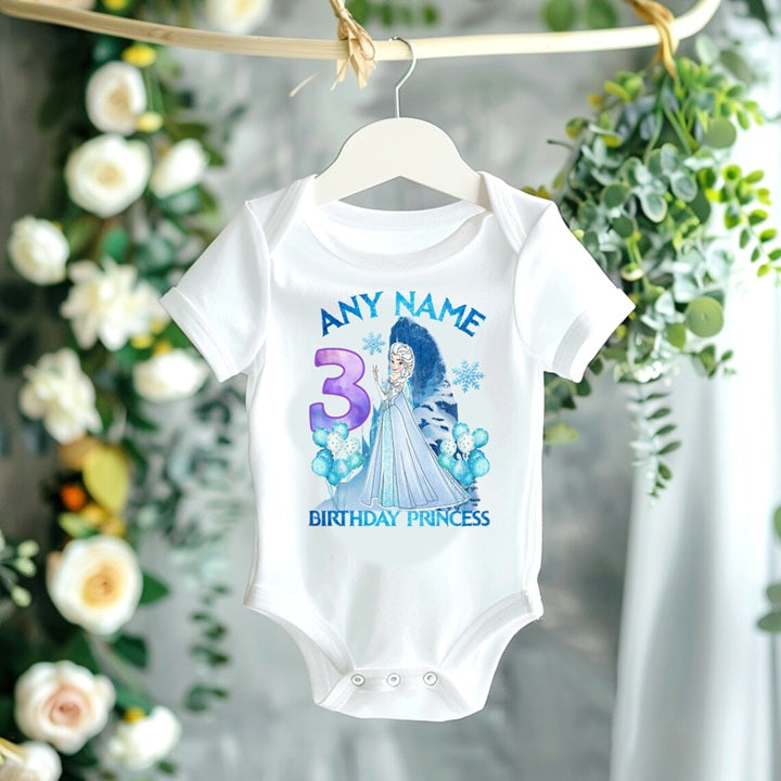 Frozen Princess Elsa Tutu Set Girls Personalized Custom Blue Silver Blue Ribbon Trim Tutu Outfit Dress Theme Cake Smash Birthday Party