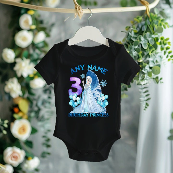 Frozen Princess Elsa Personalized Custom Black Family T-Shirt or Onesie Pack Theme Cake Smash Birthday Party