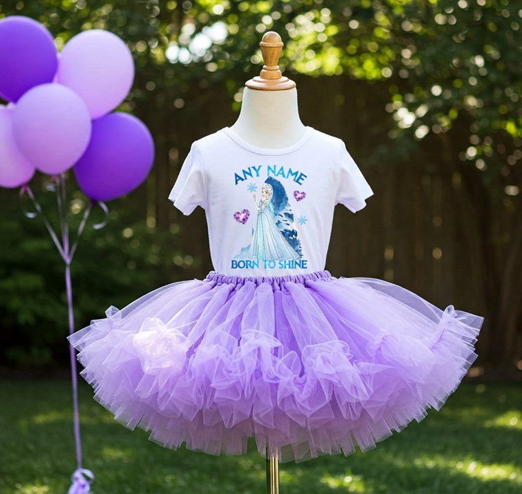 Frozen Princess Elsa Tutu Set Girls Personalized Custom Light Purple Tutu Outfit Dress Theme Cake Smash Party