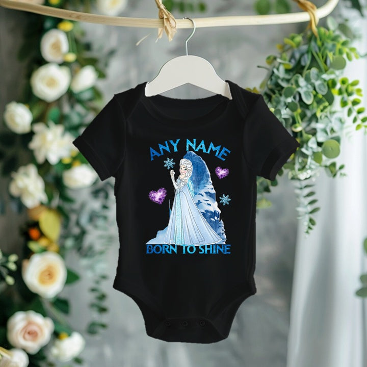 Frozen Princess Elsa Personalized Custom Black T-Shirt or Onesie Theme Cake Smash Party