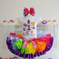 Bubble Guppies Tutu Set Girls Personalized Custom Rainbow Purple Ribbon Sewn Trim Tutu Outfit Dress Theme Cake Smash Birthday Party