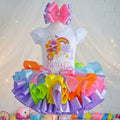 Cheer Bear Care Bears Tutu Set Girls Personalized Custom Rainbow Purple Ribbon Sewn Trim Tutu Outfit Dress Theme Cake Smash Birthday Party