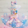GooGoo GaaGaa Tutu Set Girls Personalized Custom Blue Pink Ribbon Sewn Trim Tutu Outfit Dress Theme Cake Smash Birthday Party