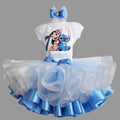 Cute Lilo and Stitch Tutu Set Girls Personalized Custom Blue Silver Ribbon Sewn Trim Tutu Outfit Dress Theme Cake Smash Birthday Party