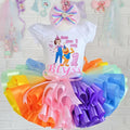 Miss Ms Rachel Puppet Tutu Set Girls Personalized Custom Rainbow Ribbon Sewn Trim Tutu Outfit Dress Theme Cake Smash Birthday Party