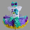 Monsters Inc Boo Mike Sulley Tutu Set Girls Personalized Custom Purple Green Yellow Ribbon Sewn Trim Tutu Outfit Dress Theme Cake Smash Birthday Party