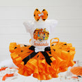 Flintstones Pebble Tutu Set Girls Personalized Custom Orange Black Ribbon Sewn Trim Tutu Outfit Dress Theme Cake Smash Birthday Party