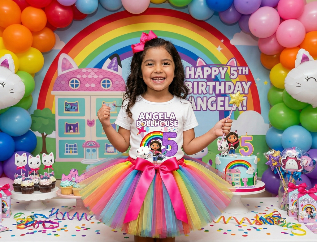 Gabby's Dollhouse Kitties Tutu Set Girls Personalized Custom Rainbow Tutu Outfit Dress Theme Cake Smash Birthday Party