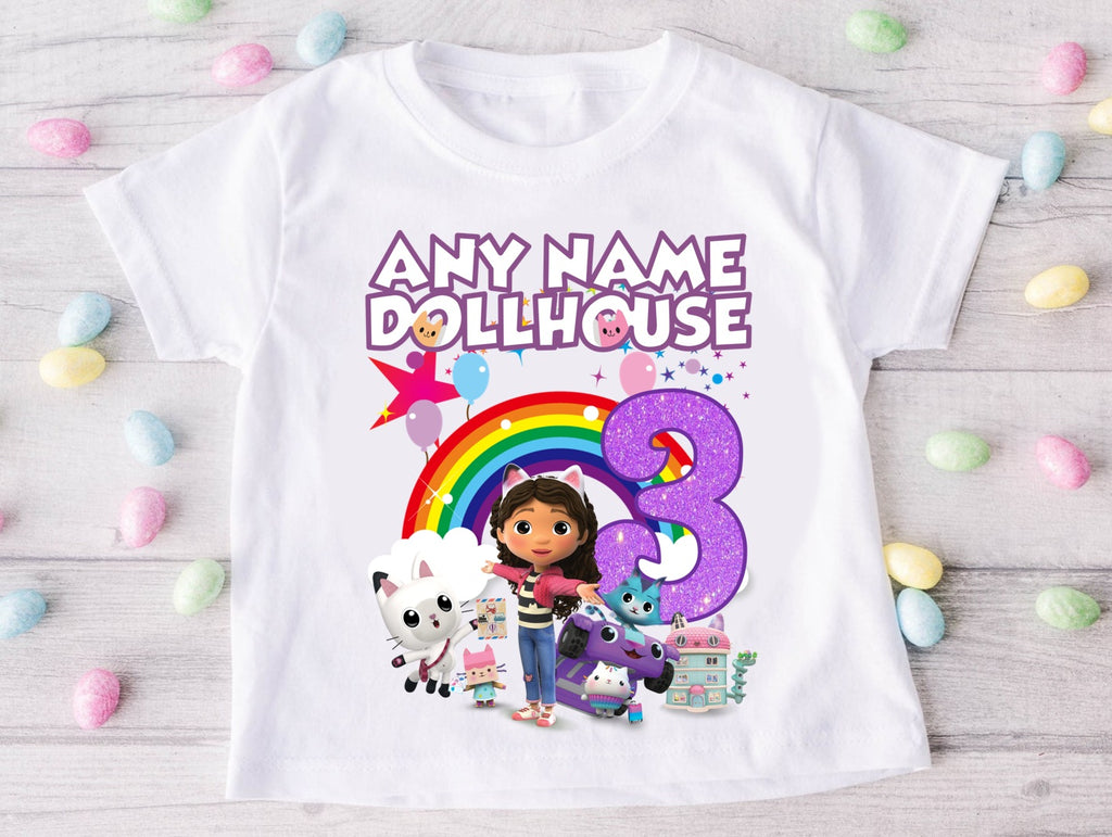 Gabby's Dollhouse Kitties Tutu Set Girls Personalized Custom Aqua Blue Gold Polka Dots Tutu Outfit Dress Theme Cake Smash Birthday Party