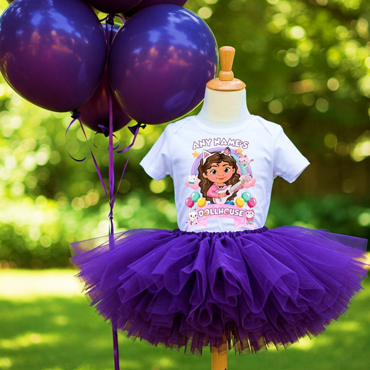Gabby's Dollhouse Tutu Set Girls Personalized Custom Purple Tutu Outfit Dress Theme Cake Smash Party