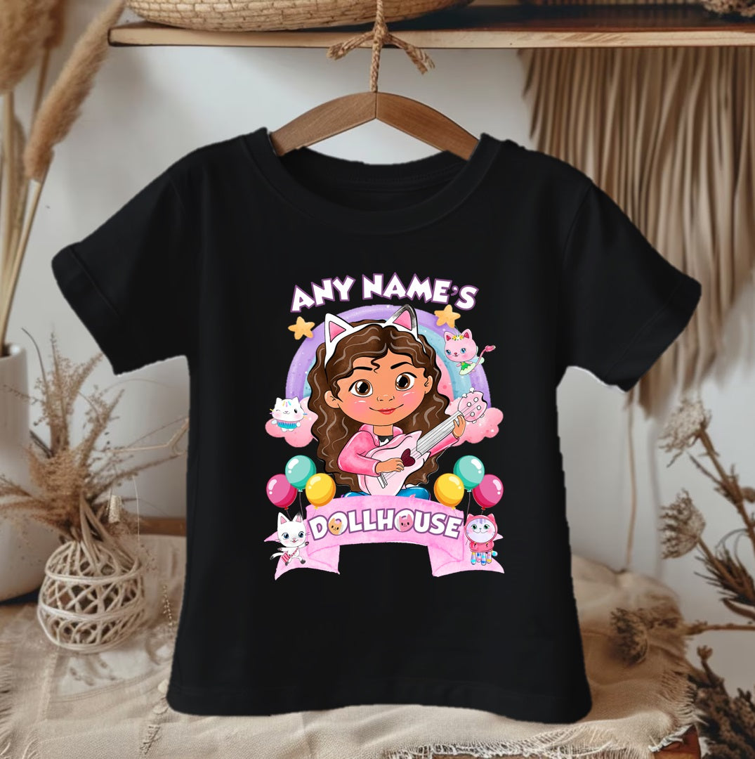 Gabby's Dollhouse Personalized Custom Black T-Shirt or Onesie Theme Cake Smash Party
