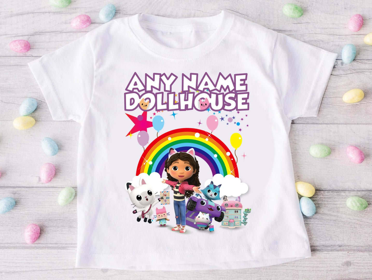 Gabby's Dollhouse Kitties Tutu Set Girls Personalized Custom Aqua Blue Gold Polka Dots Tutu Outfit Dress Theme Cake Smash Party