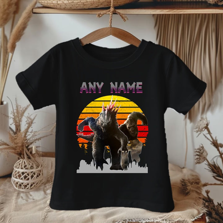 Godzilla and Kong Personalized Custom Black T-Shirt or Onesie Theme Cake Smash Party