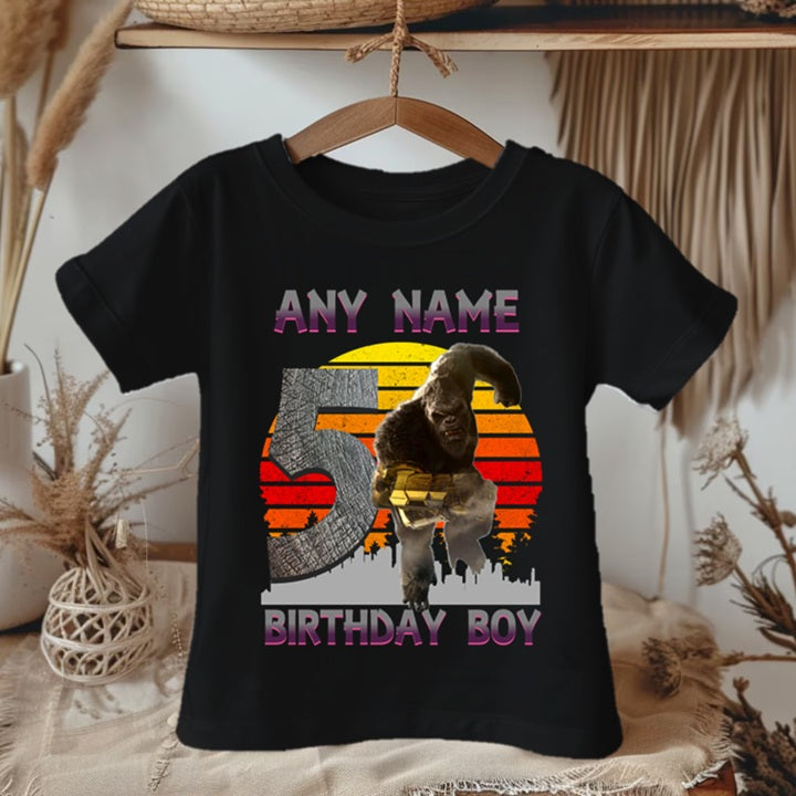 Godzilla Kong Personalized Custom Black Family T-Shirt or Onesie Pack Theme Cake Smash Birthday Party