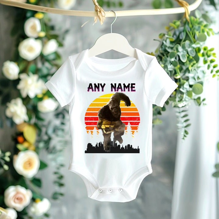 Godzilla Kong Personalized Custom White T-Shirt or Onesie Theme Cake Smash Party