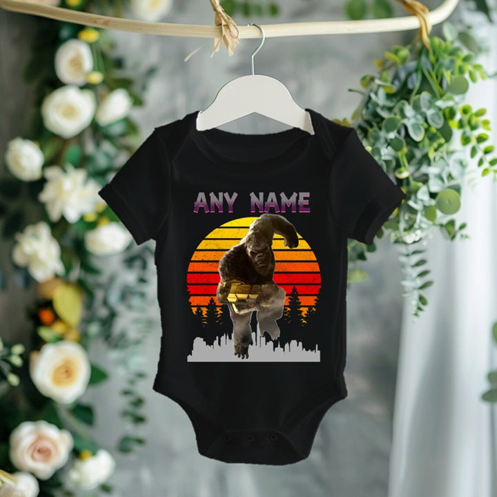 Godzilla Kong Personalized Custom Black T-Shirt or Onesie Theme Cake Smash Party