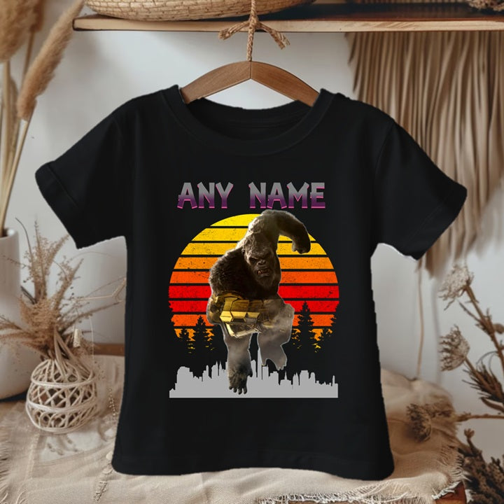 Godzilla Kong Personalized Custom Black T-Shirt or Onesie Theme Cake Smash Party