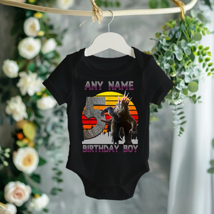 Godzilla Personalized Custom Black Family T-Shirt or Onesie Pack Theme Cake Smash Birthday Party