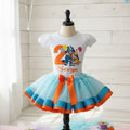 Bluey and Bingo Hugging Tutu Set Girls Personalized Custom Orange Blue Ribbon Sewn Trim Tutu Outfit Dress Theme Cake Smash Birthday Party