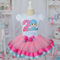 Pocoyo Tutu Set Girls Personalized Custom Pink Blue Ribbon Sewn Trim Tutu Outfit Dress Theme Cake Smash Birthday Party