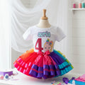 Cartoon Jojo Siwa Face Tutu Set Girls Personalized Custom Rainbow Ribbon Sewn Trim Tutu Outfit Dress Theme Cake Smash Birthday Party