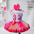 Peppa Pig Fairy Tutu Set Girls Personalized Custom Pink Gold Glitter Ribbon Sewn Trim Tutu Outfit Dress Theme Cake Smash Birthday Party