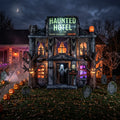 Massive 8-Foot-Tall Haunted Hotel Colossal Multi-Tiered Halloween Yard Inflatable Scene Decor Prop