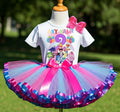 Inside Out Tutu Set Girls Personalized Custom Hot Pink Blue Purple Ribbon Sewn Trim Tutu Outfit Dress Theme Cake Smash Birthday Party