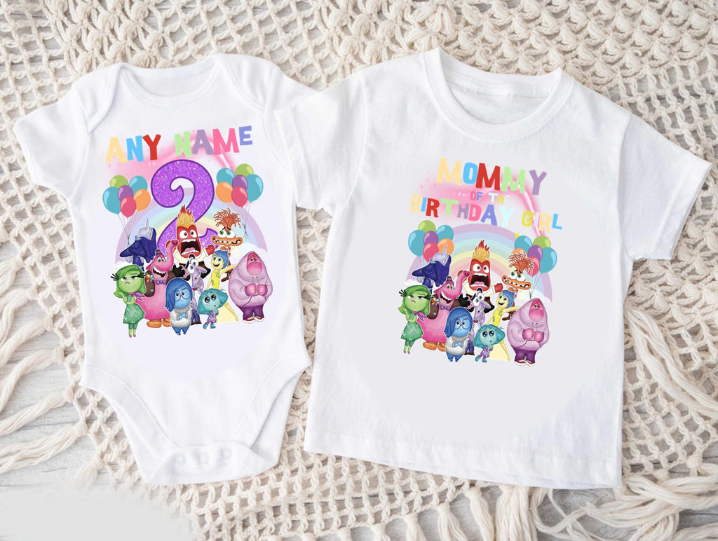 Inside Out Personalized Custom White Family T-Shirt or Onesie Pack Theme Cake Smash Birthday Party