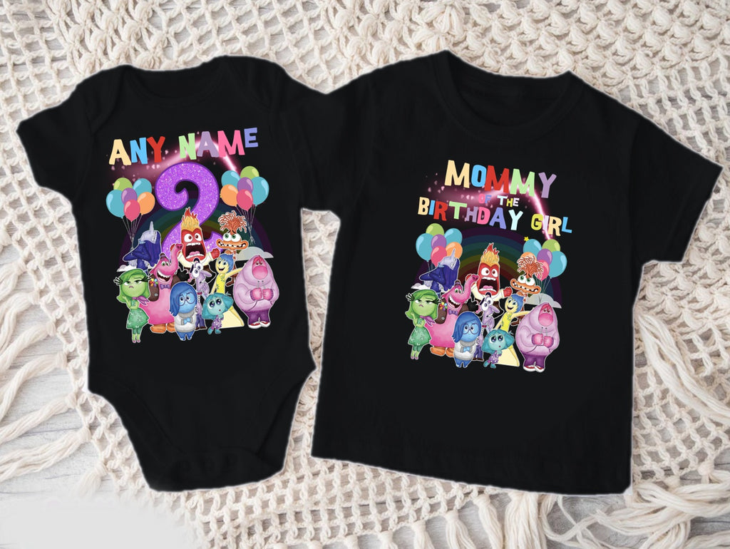 Inside Out Personalized Custom Black Family T-Shirt or Onesie Pack Theme Cake Smash Birthday Party