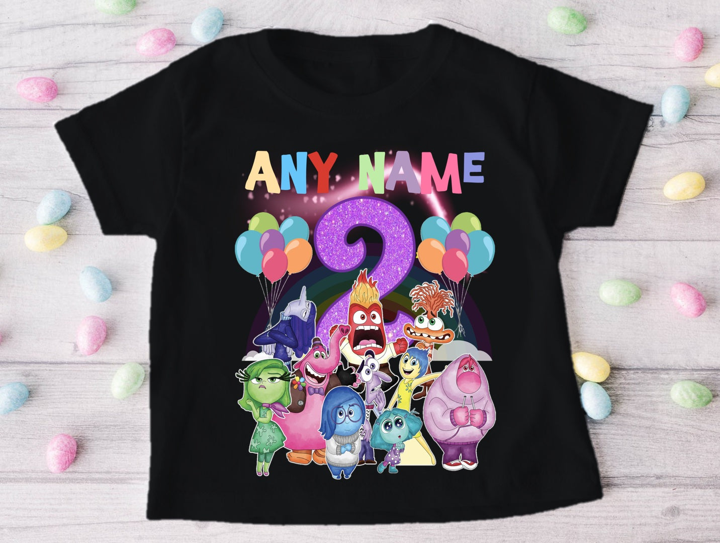 Inside Out Personalized Custom Black T-Shirt or Onesie Theme Cake Smash Birthday Party