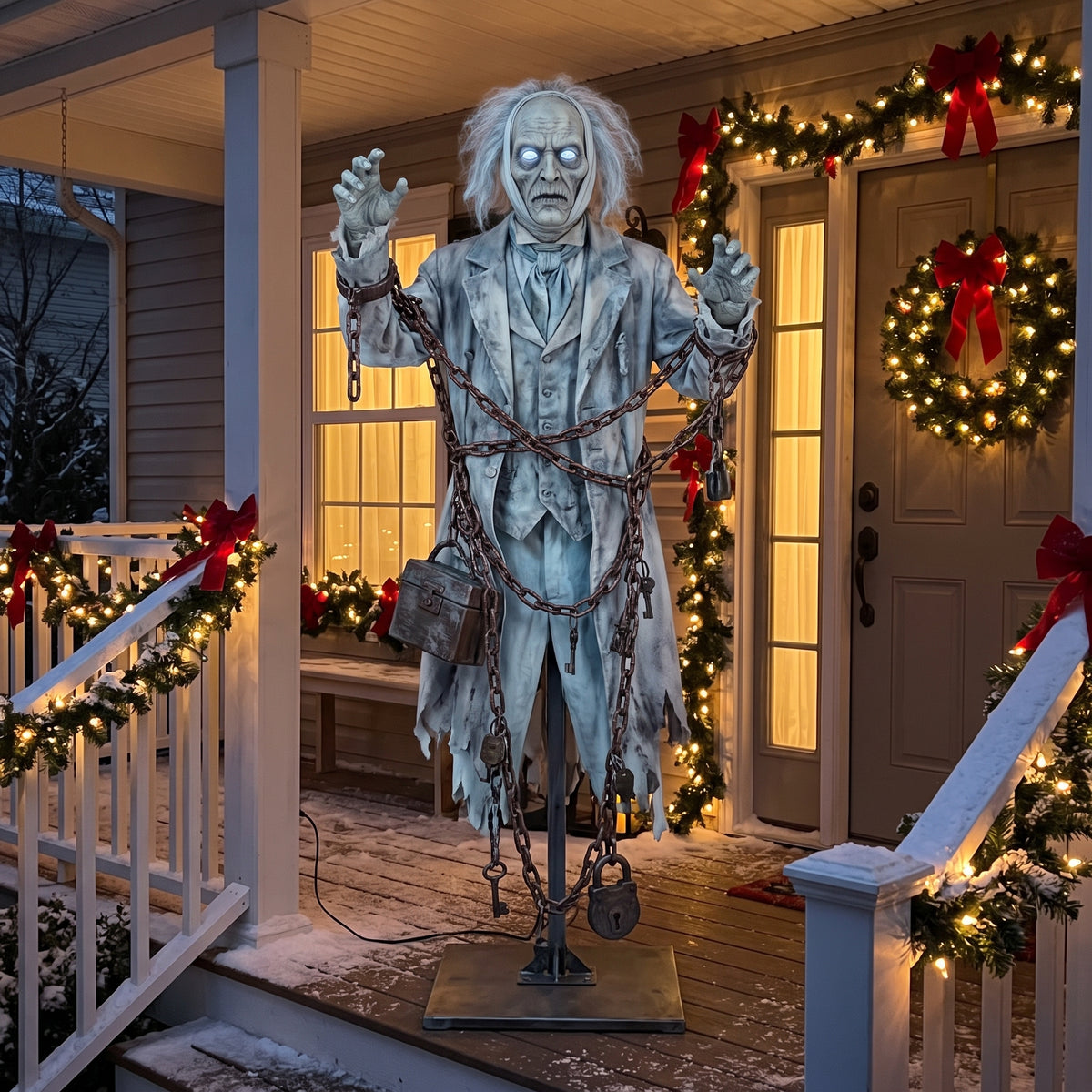 6' Christmas Carol Jacob Marley's Ghost Figure Music Lights Motion Sensor Christmas Home Decor Accent Yard Prop