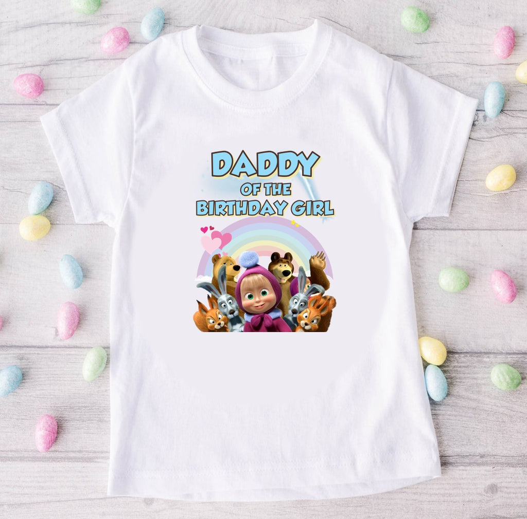Masha Personalized Custom White Family T-Shirt or Onesie Pack Theme Cake Smash Birthday Party