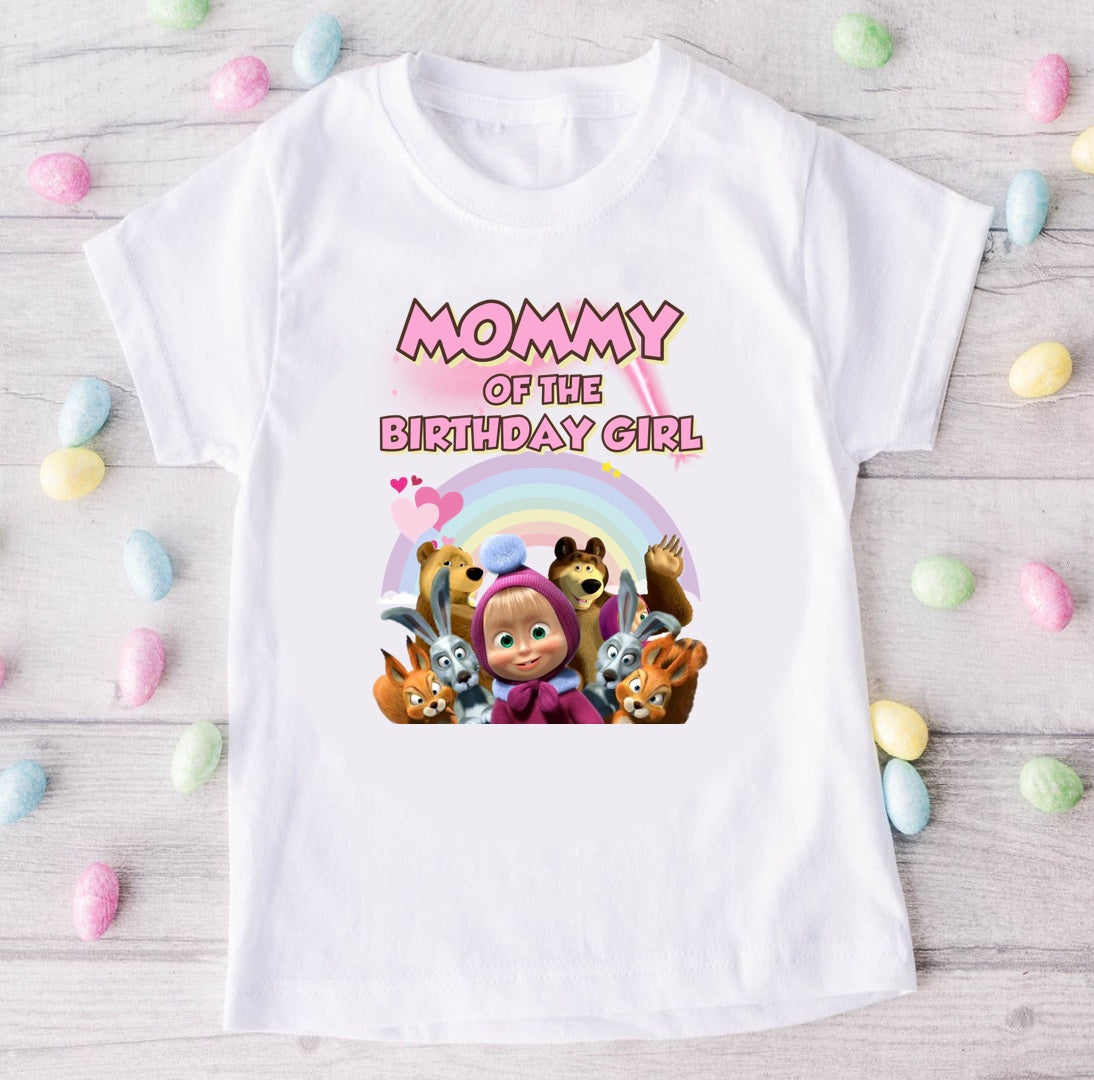 Masha Personalized Custom White Family T-Shirt or Onesie Pack Theme Cake Smash Birthday Party