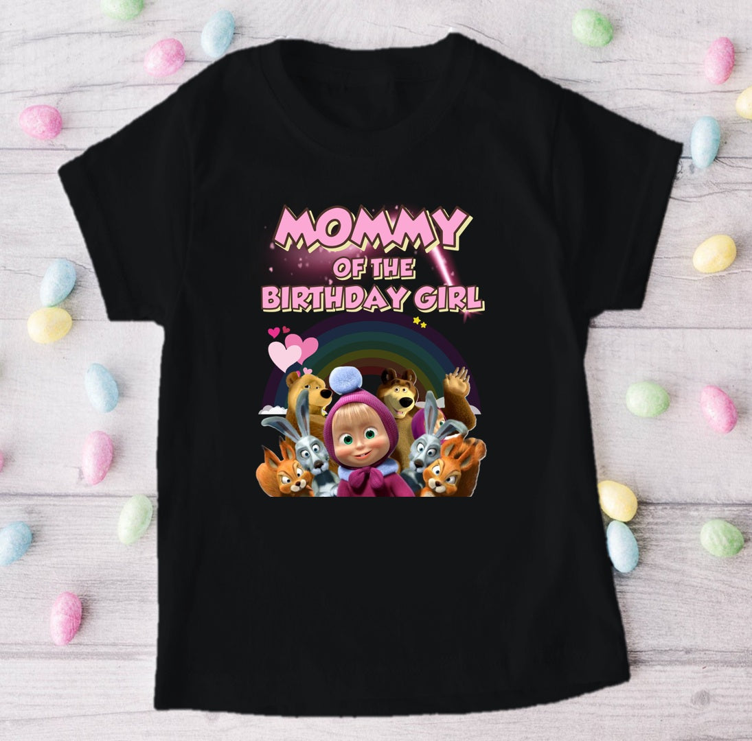 Masha Personalized Custom Black Family T-Shirt or Onesie Pack Theme Cake Smash Birthday Party