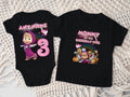 Masha Personalized Custom Black Family T-Shirt or Onesie Pack Theme Cake Smash Birthday Party