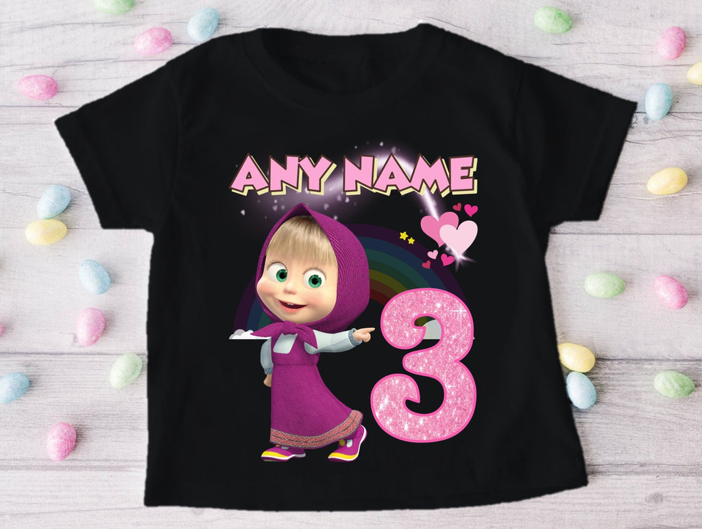 Masha Personalized Custom Black Family T-Shirt or Onesie Pack Theme Cake Smash Birthday Party